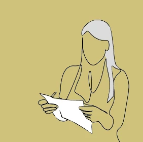 Mulher com papel na mão